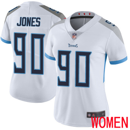Tennessee Titans Limited White Women DaQuan Jones Road Jersey NFL Football #90 Vapor Untouchable->women nfl jersey->Women Jersey